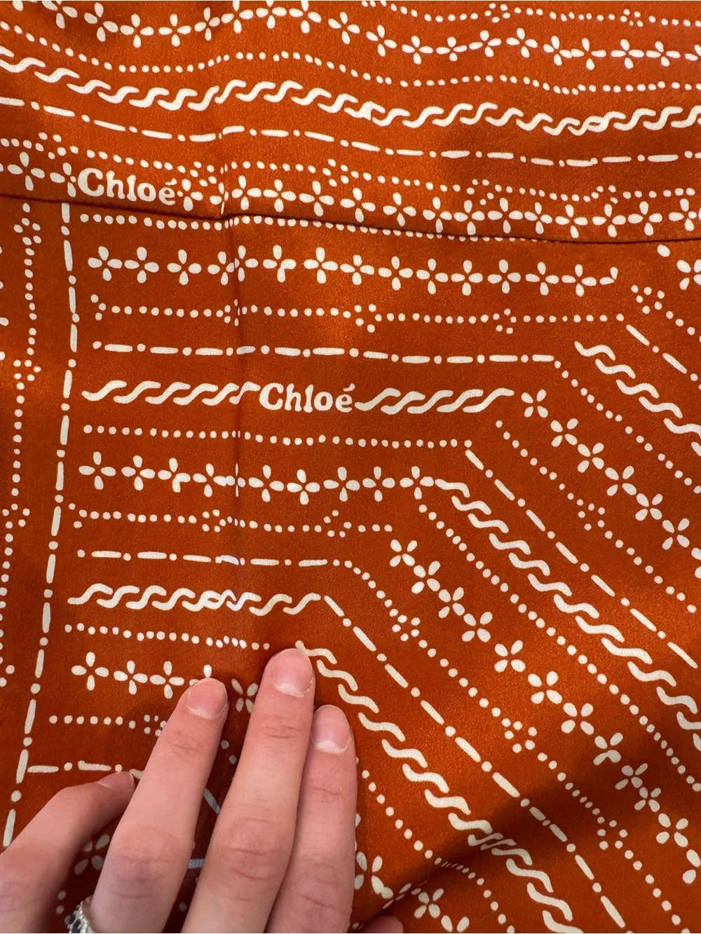 Chloe Umber Patterned Silk Blouse